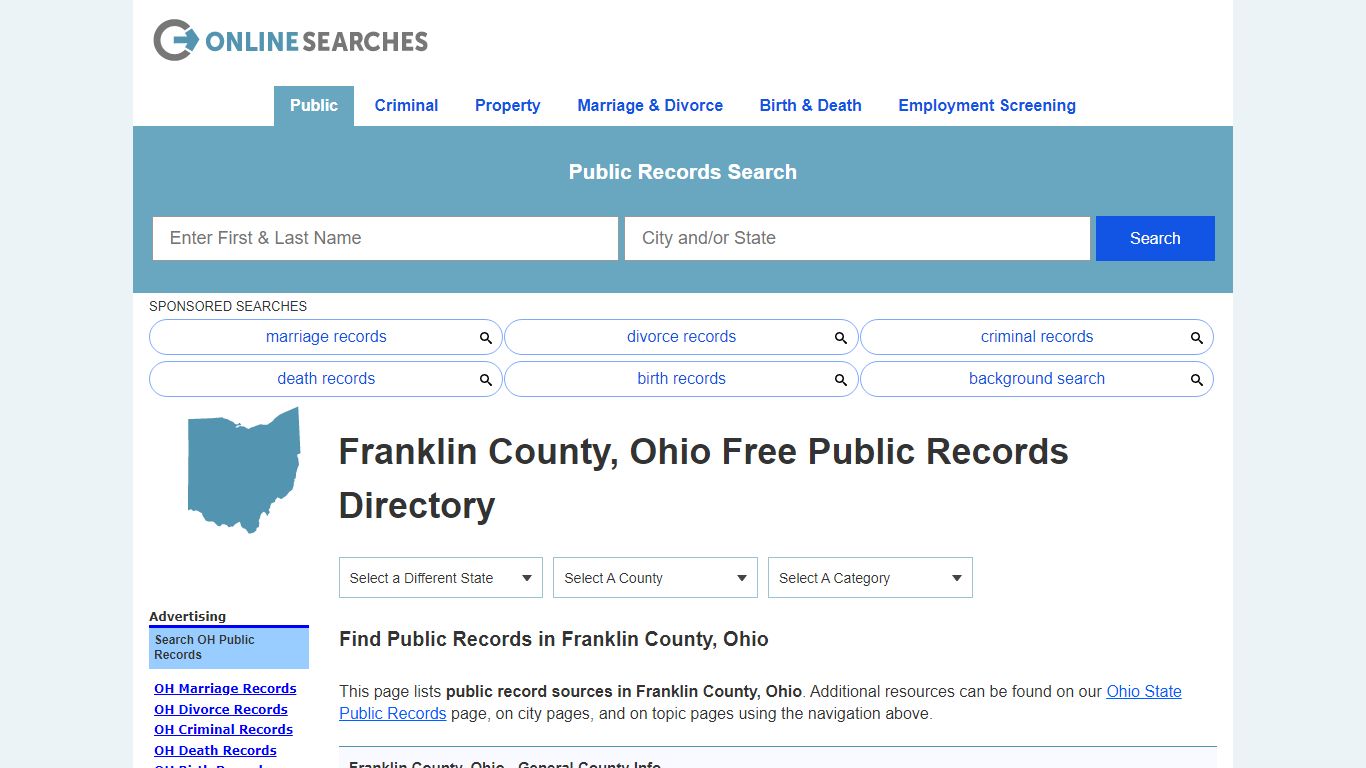 Franklin County, Ohio Free Public Records Directory - OnlineSearches.com